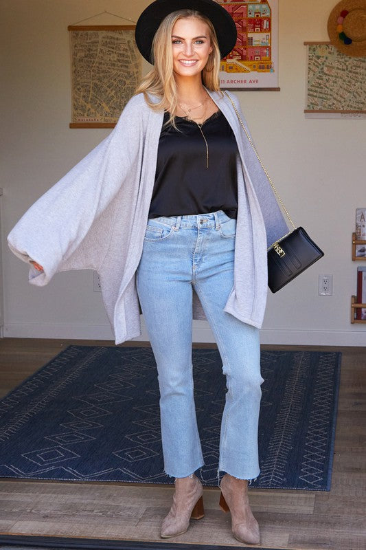 Women's light grey plus Size loose fit long balloon sleeve maternity & post natal cardigan