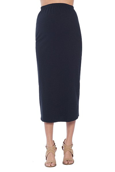 Women's Black Maternity Cotton Solid High Waist Midi Skirt
