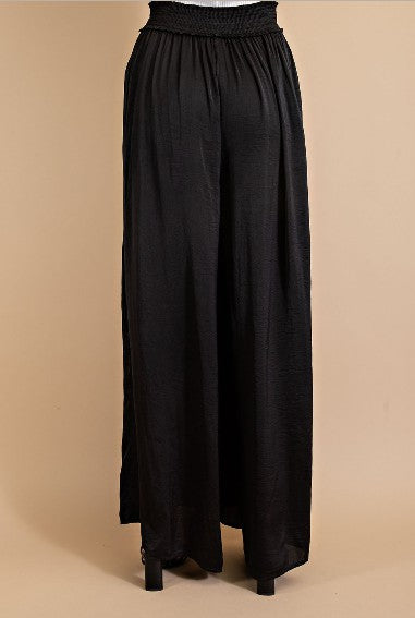 Women's Black Stretch Waist flowy wide leg dressy Maternity pant
