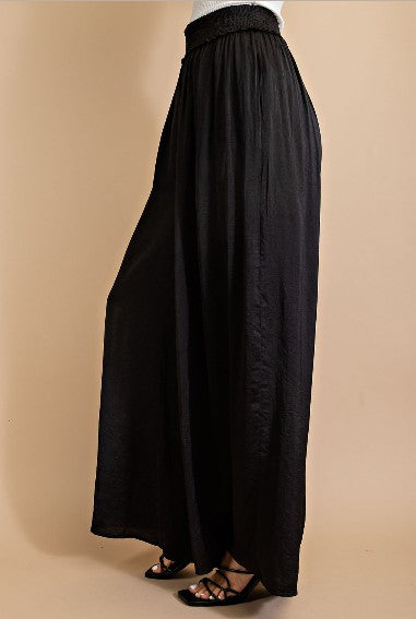 Women's Black Stretch Waist flowy wide leg dressy Maternity pant