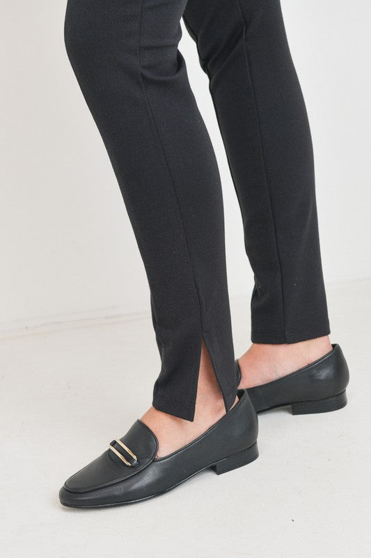 Women's black viscose nylon slim leg over the bump maternity pants