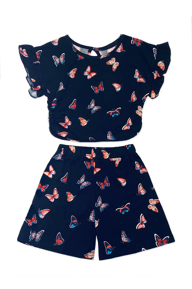 Girls short ruffle sleeve Tee and shorts set - Kids clothes