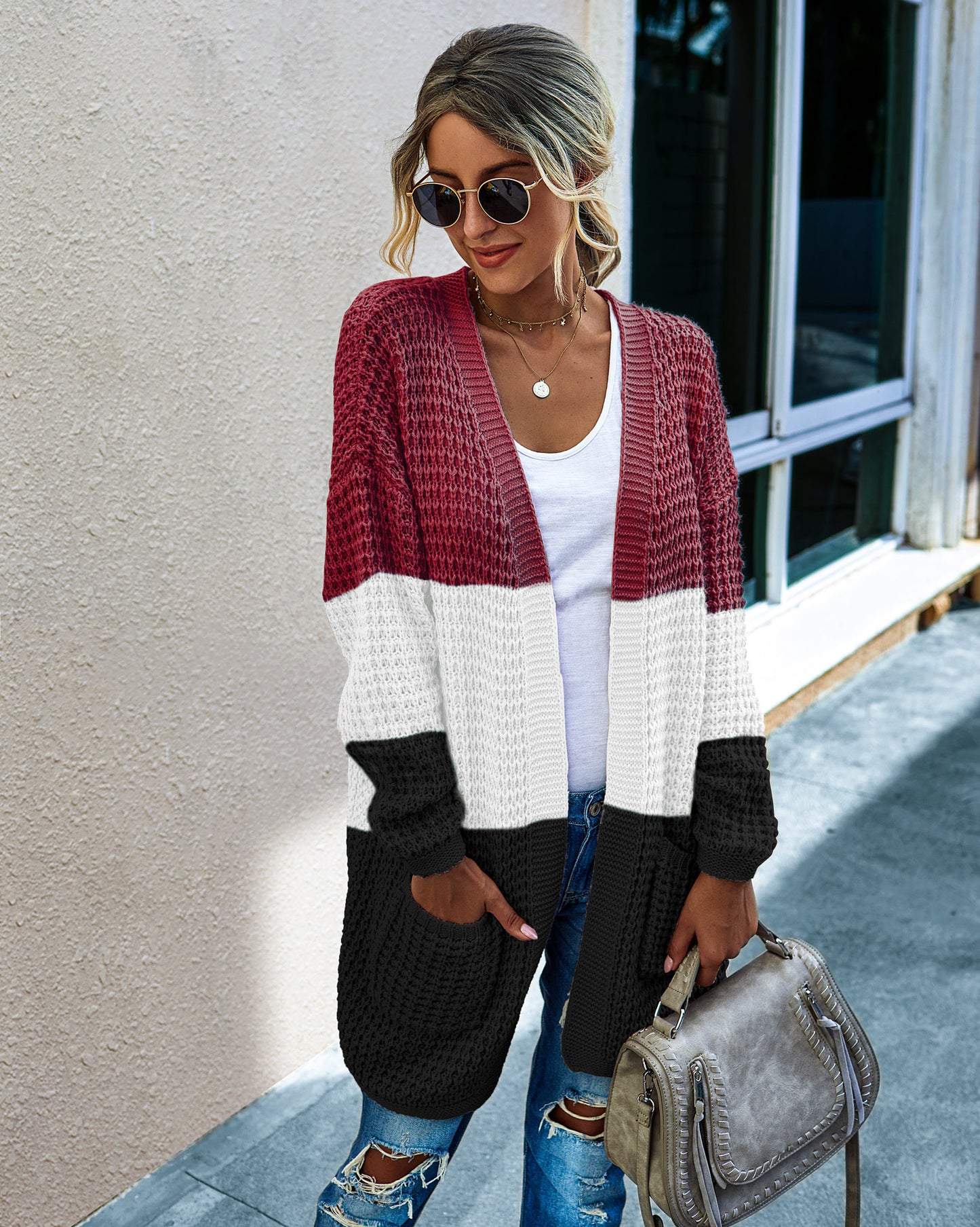 Women's' knit long cardigan