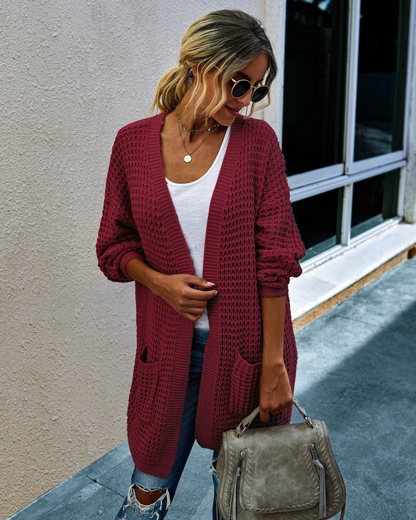 Women's' knit long cardigan