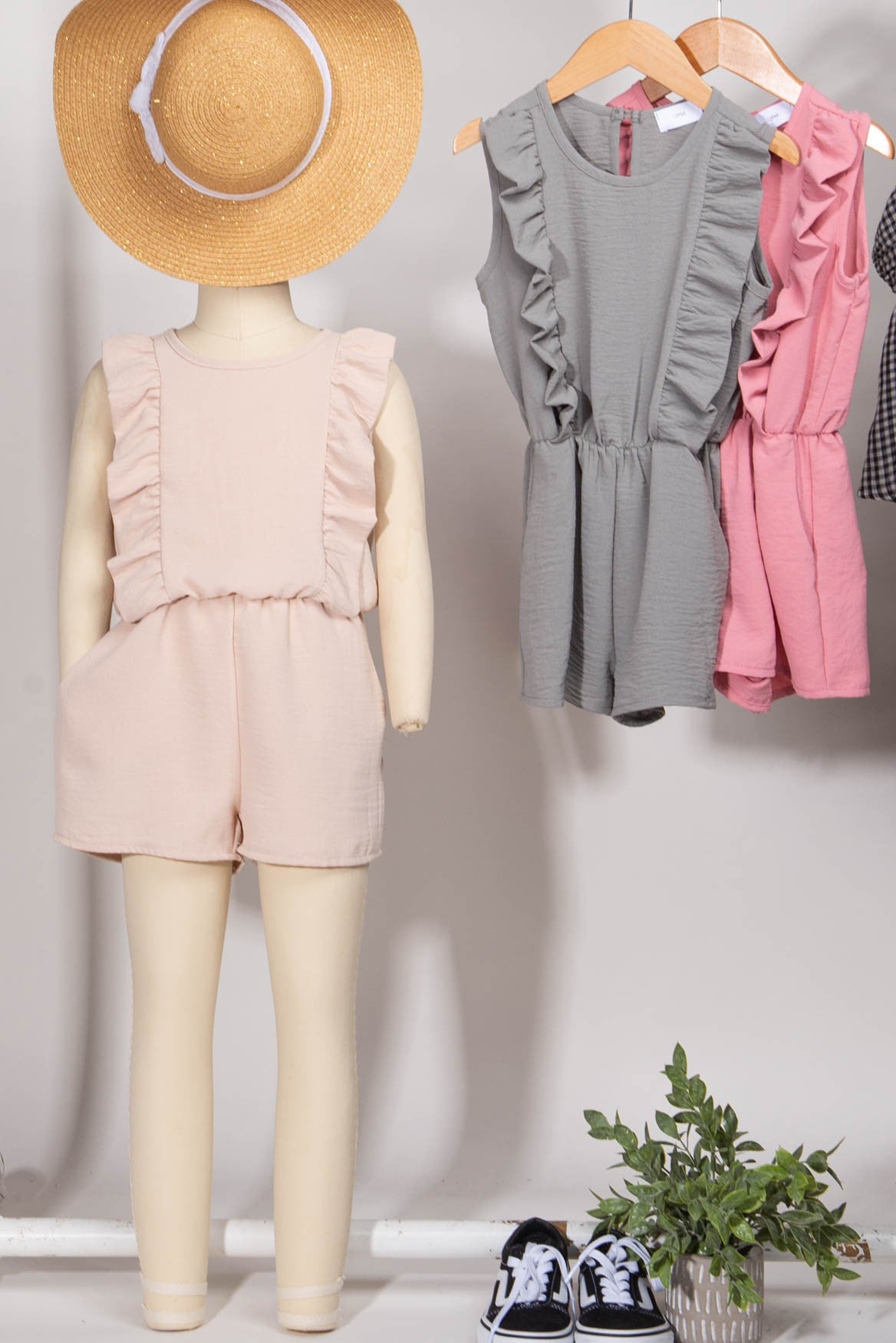 Girls ruffle nude/beige romper - Kids clothes