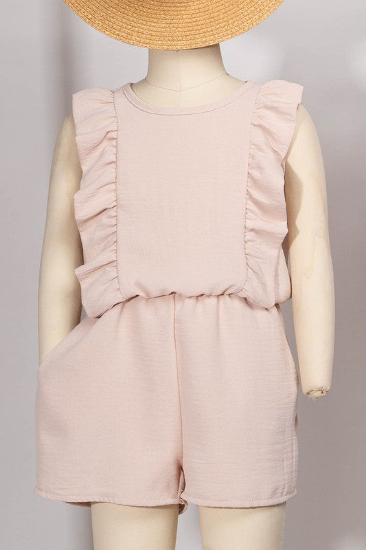 Girls ruffle nude/beige romper - Kids clothes