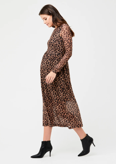 Women's Ripe maternity classic leopard maternity & nursing midi dress