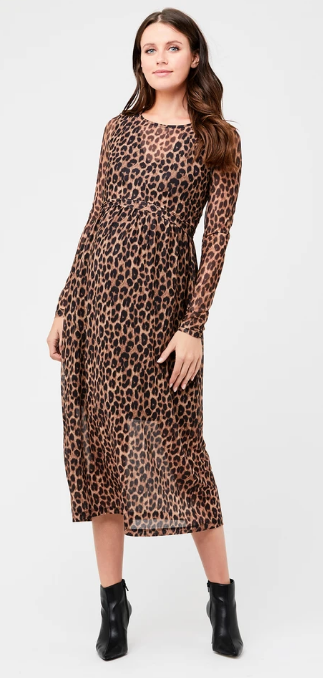 Women's Ripe maternity classic leopard maternity & nursing midi dress