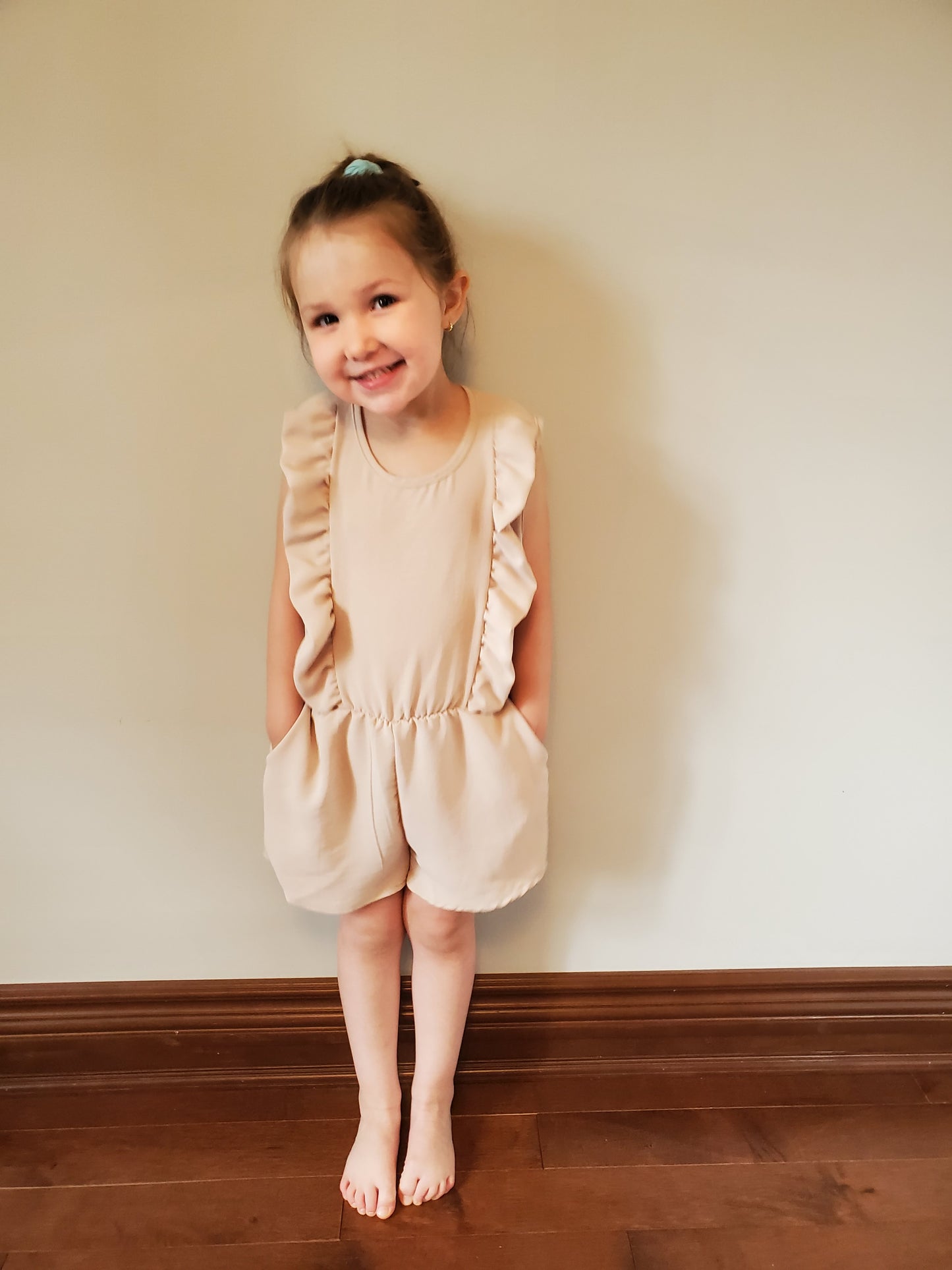 Girls ruffle nude/beige romper - Kids clothes