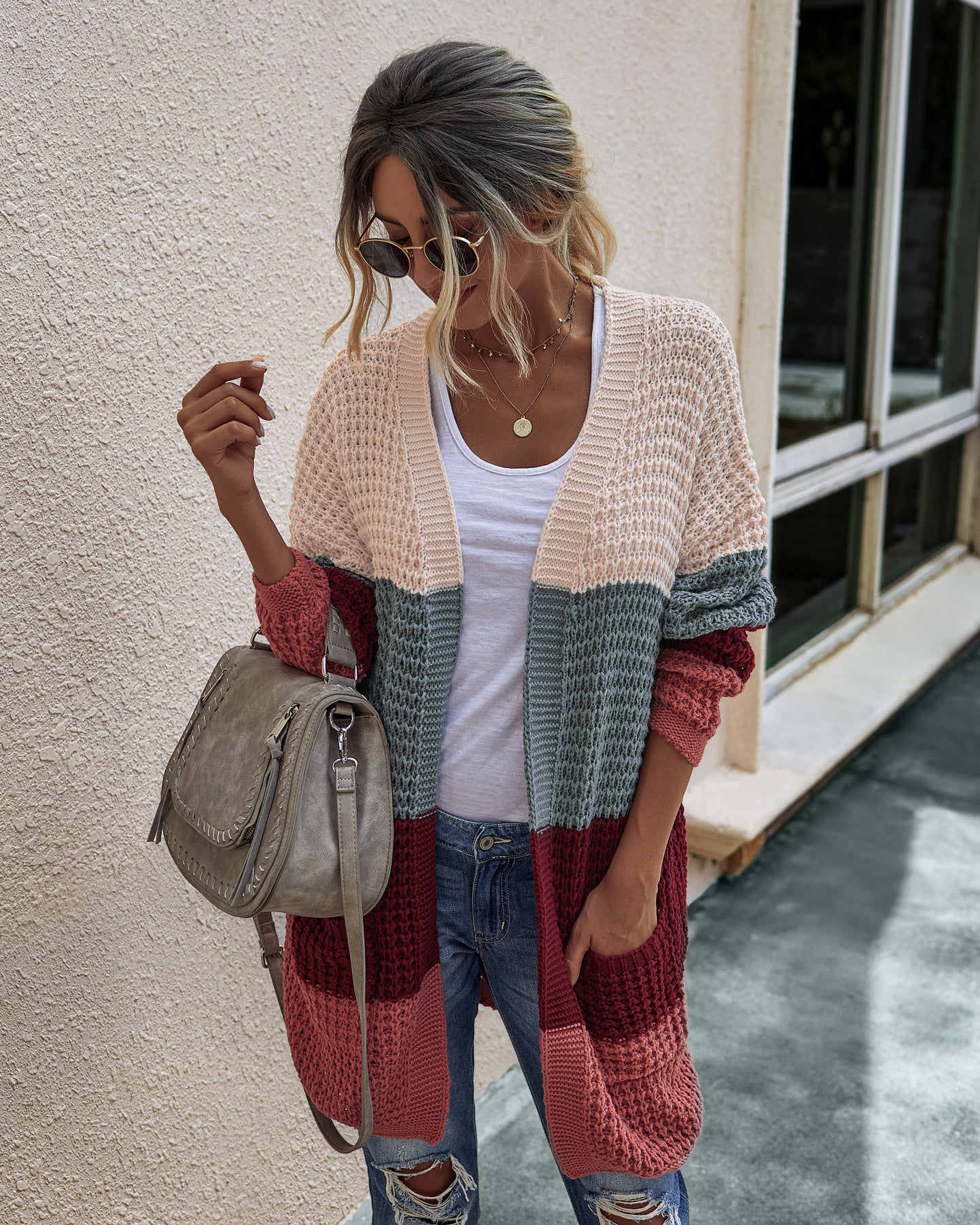 Women's' knit long cardigan