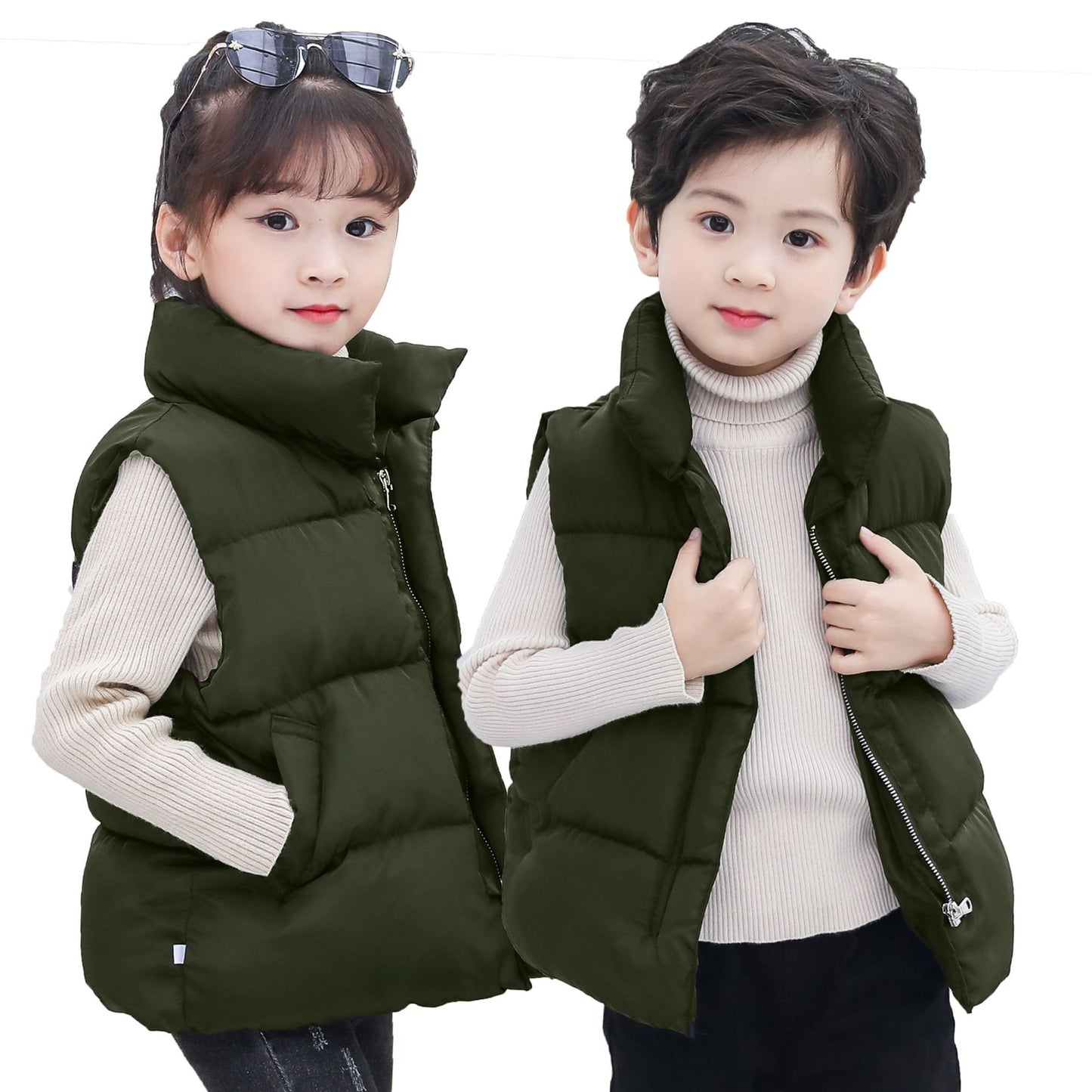Kids unisex down cotton puffer vest