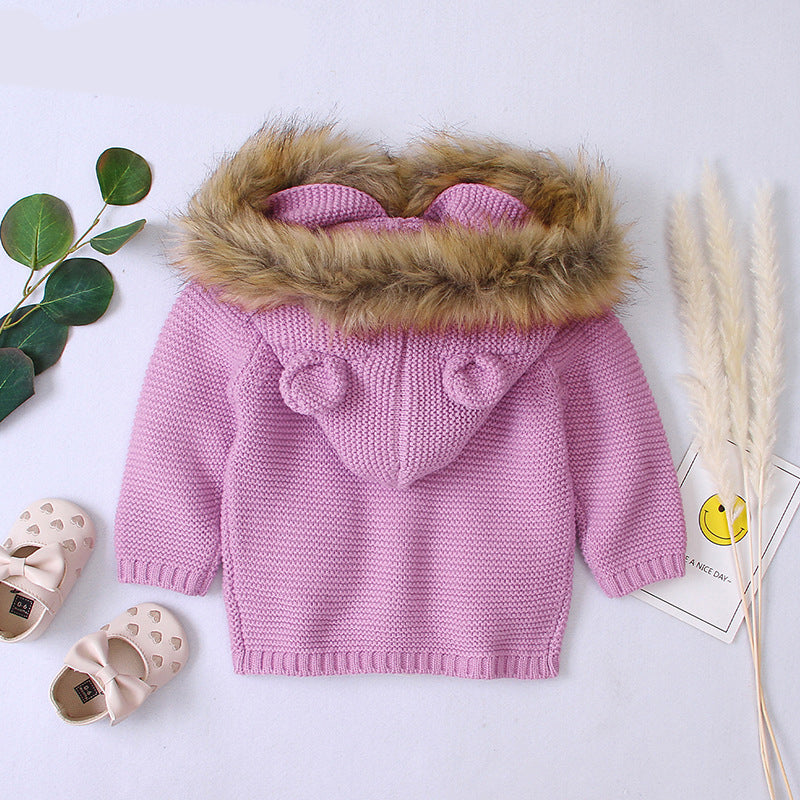 Baby unisex warm hooded sweater with ears