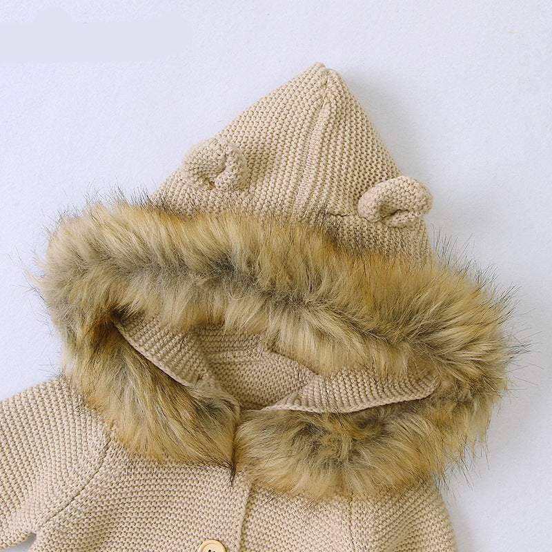 Baby unisex warm hooded sweater with ears