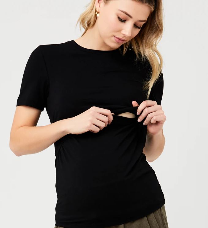 Women's Ripe maternity organic maternity & nursing T-shirt - in Black or light grey