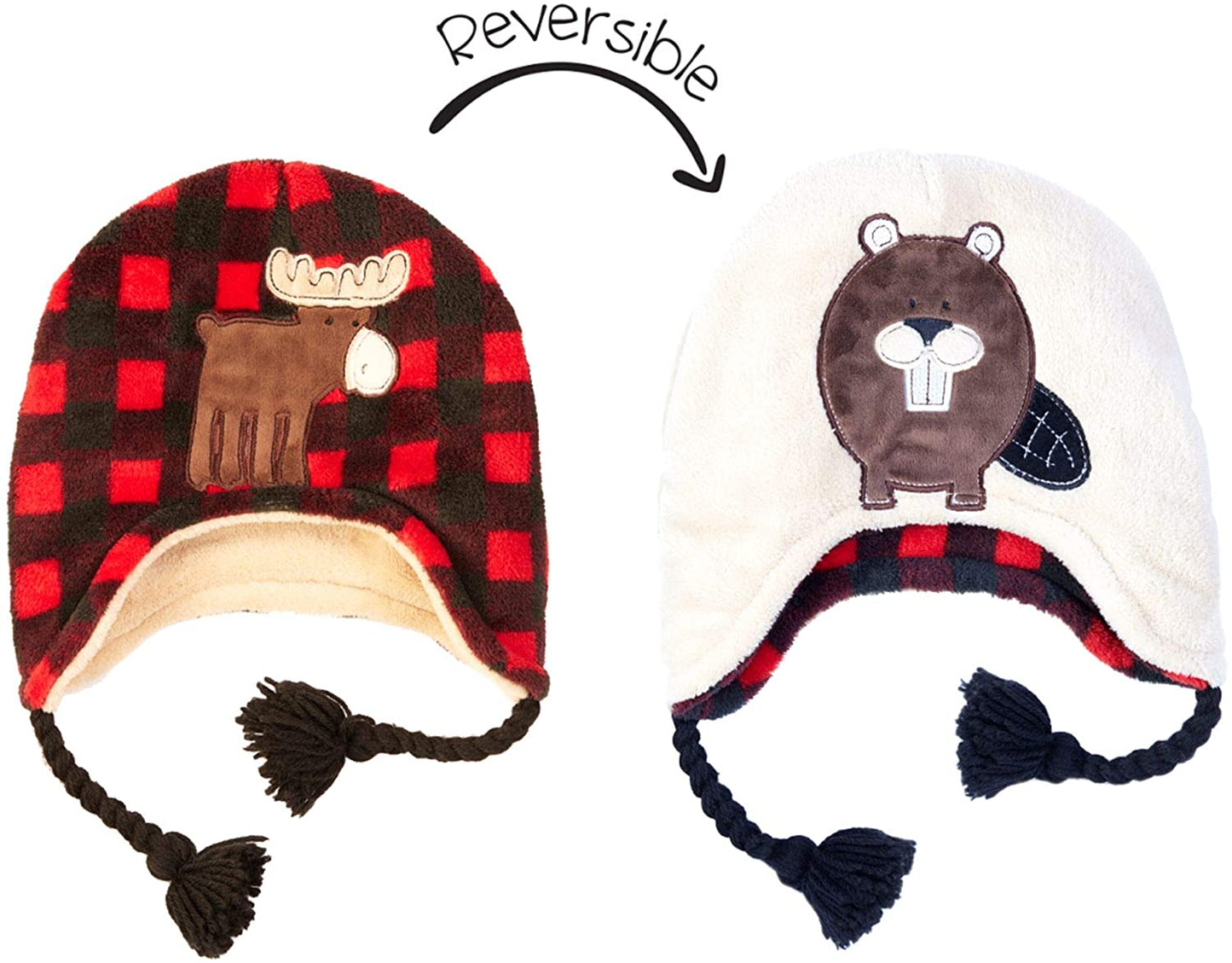Kid's reversible cottage check hat in pink cottage check or red cottage check size 1-4 years