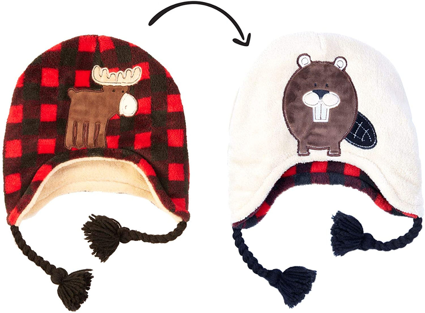 Kid's reversible cottage check hat in pink cottage check or red cottage check size 1-4 years