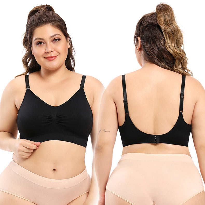 Women's plus size cotton/spandex maternity & nursing bra in black or white