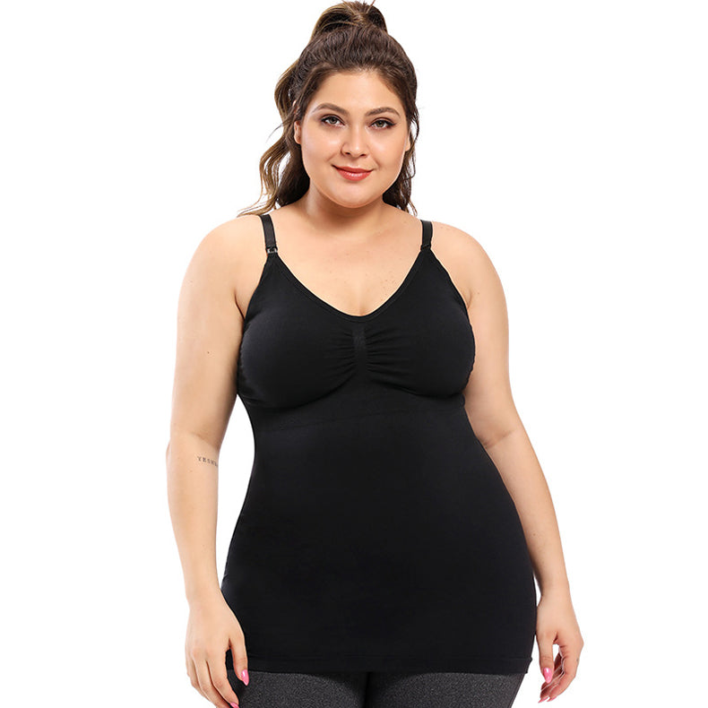 Women's plus size cotton/spandex maternity & nursing tank in black or nude