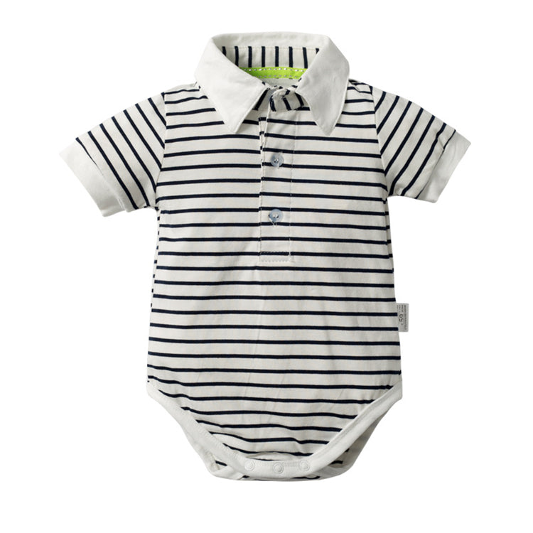 Baby boy cotton denim blue overall shorts, black and white polo shirts and denim blue hat 3 piece set