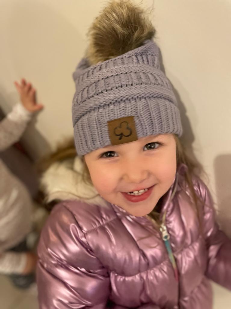 Kids Unisex pom pom knitted winter hat in 4 colors