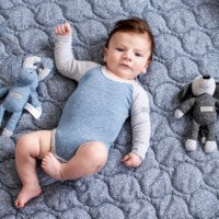 Baby Long Sleeve Onesie in dogwood pink in organic Raglan cotton