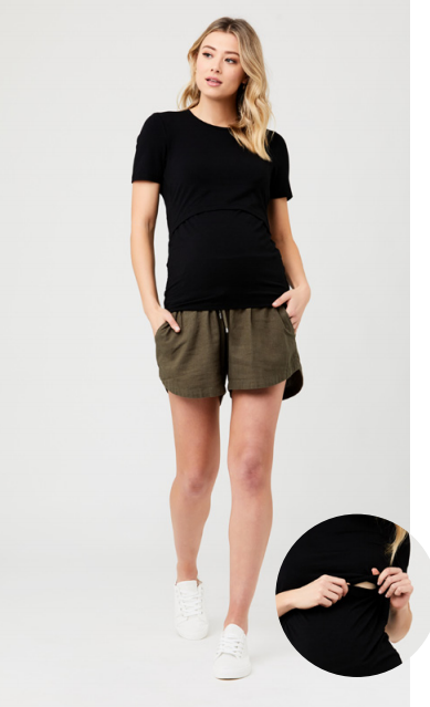 Women's Ripe maternity organic maternity & nursing T-shirt - in Black or light grey