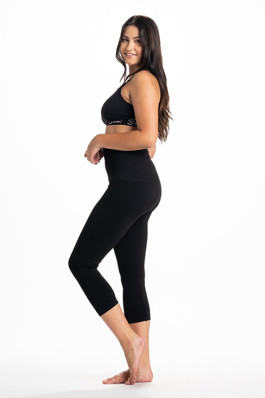Women's black Snapback™ Postpartum Crop Leggings - Preggo leggings –  Joli-Glo Maternity