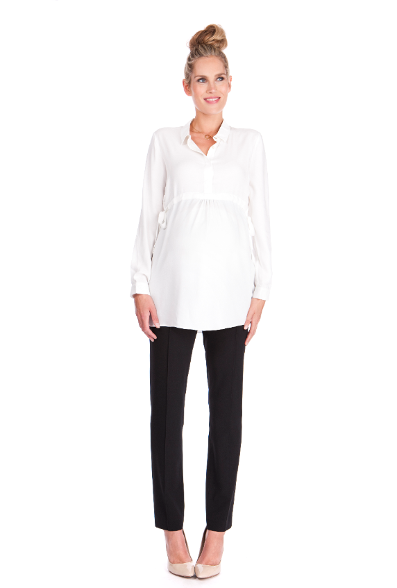 Women's Seraphine white flowy empire tie maternity blouse
