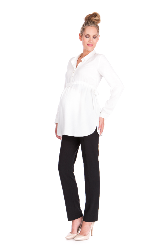 Women's Seraphine white flowy empire tie maternity blouse