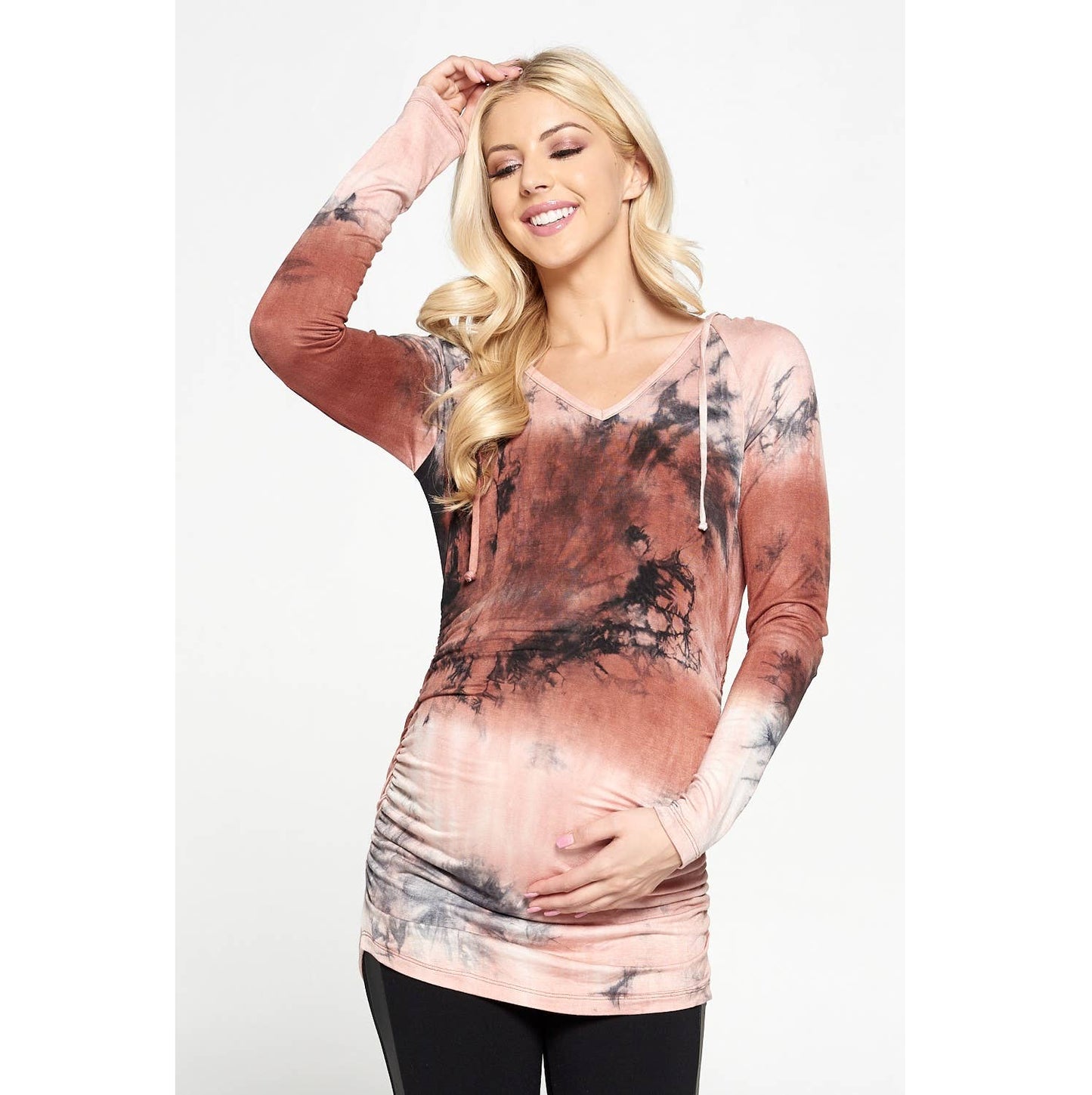 Women's taupe long sleeve maternity & post natal hoodie