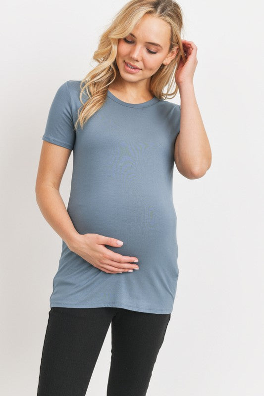 Women's super soft modal maternity & postnatal short sleeve T-shirt in black, sea blue or ivory
