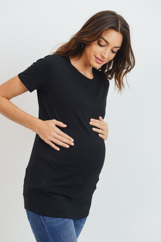 Women's super soft modal maternity & postnatal short sleeve T-shirt in black, sea blue or ivory