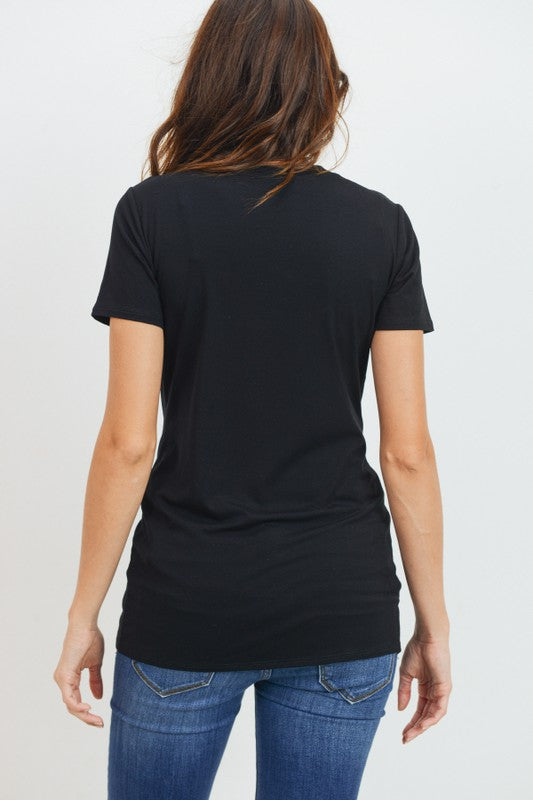 Women's super soft modal maternity & postnatal short sleeve T-shirt in black, sea blue or ivory