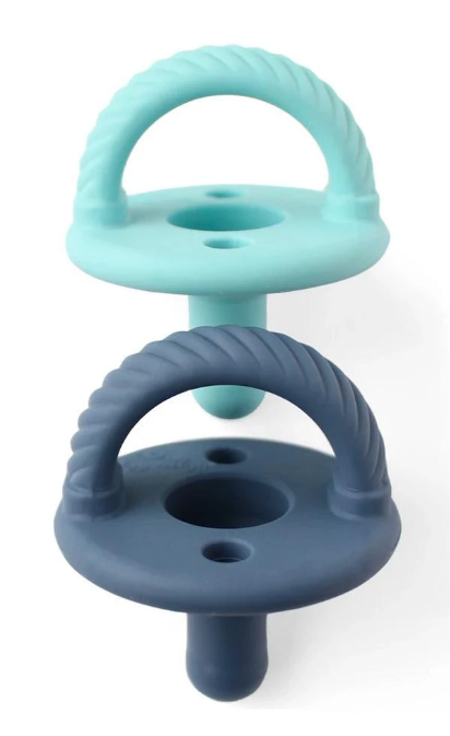 Baby's 2 Pack of Itzy Ritzy BPA free silicone pacifiers for babies from 0-6 months - choice of blue OR pink pack
