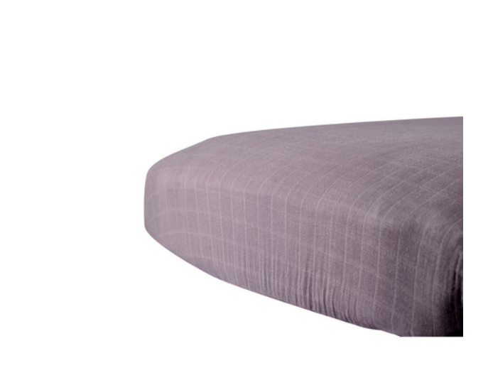 Baby's Natural cotton muslin crib sheet in white with blue and grey elephants, dark grey, herringbone light grey or white and black crosses