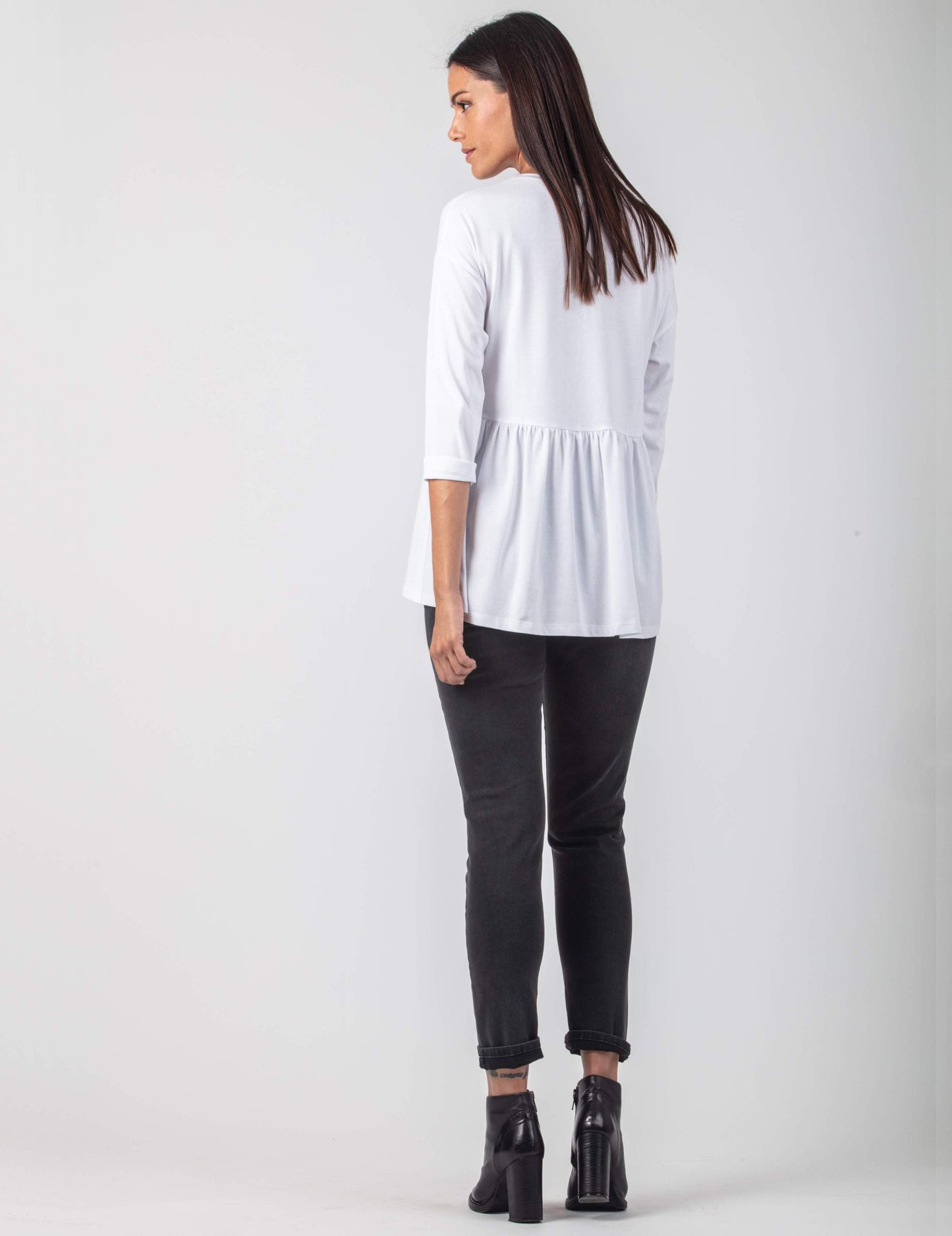 Women's cotton White Crop sleeve maternity & postnatal "Glamour is my Mood" empire waist top