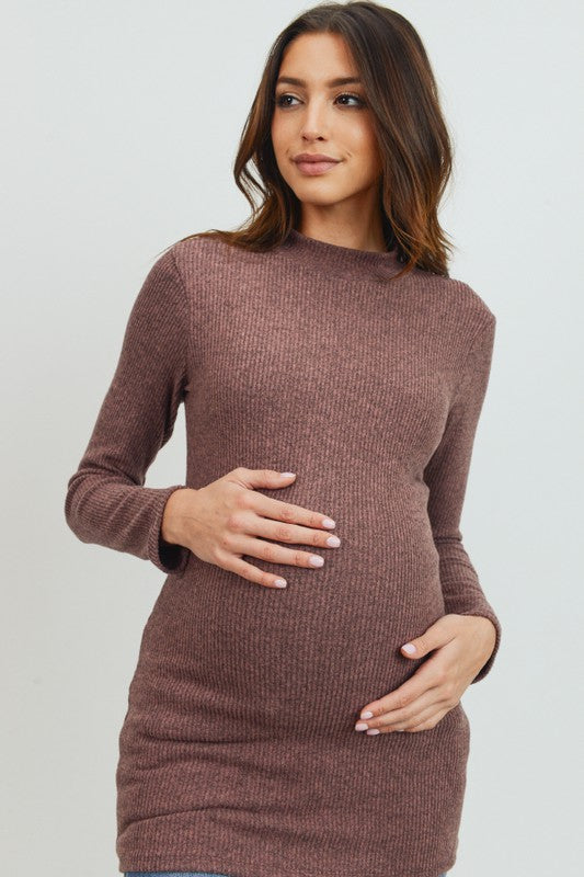 Women's moc neck maternity & postnatal long sleeve top in white, mauve or black