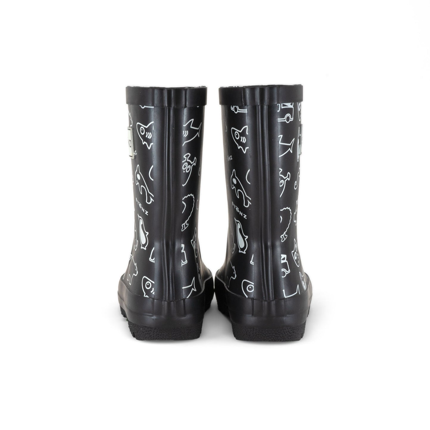 Kid's Stonz rubber Rain Boots in Black animal print