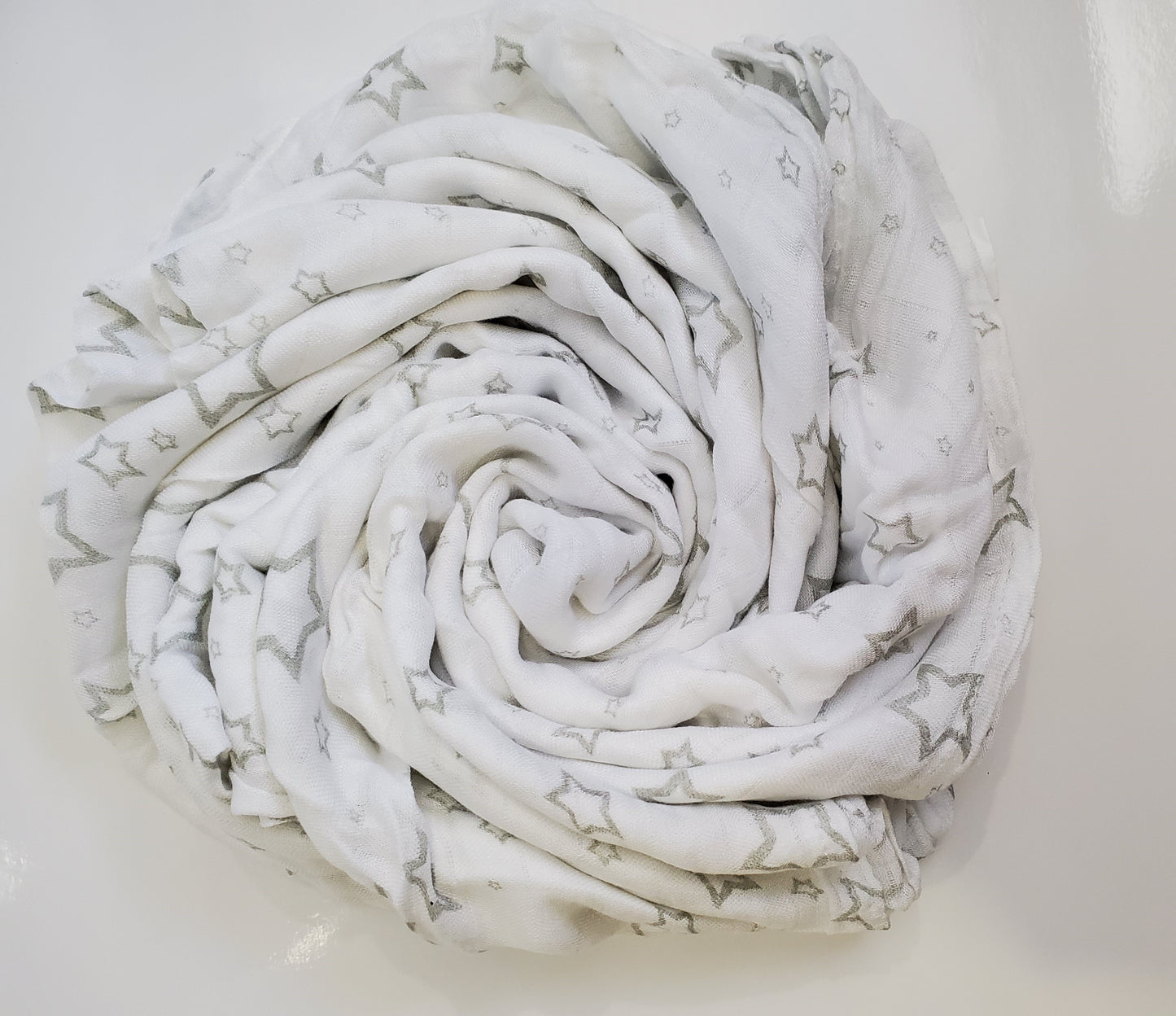 White with Grey stars 100% Bamboo baby muslin swaddle blanket