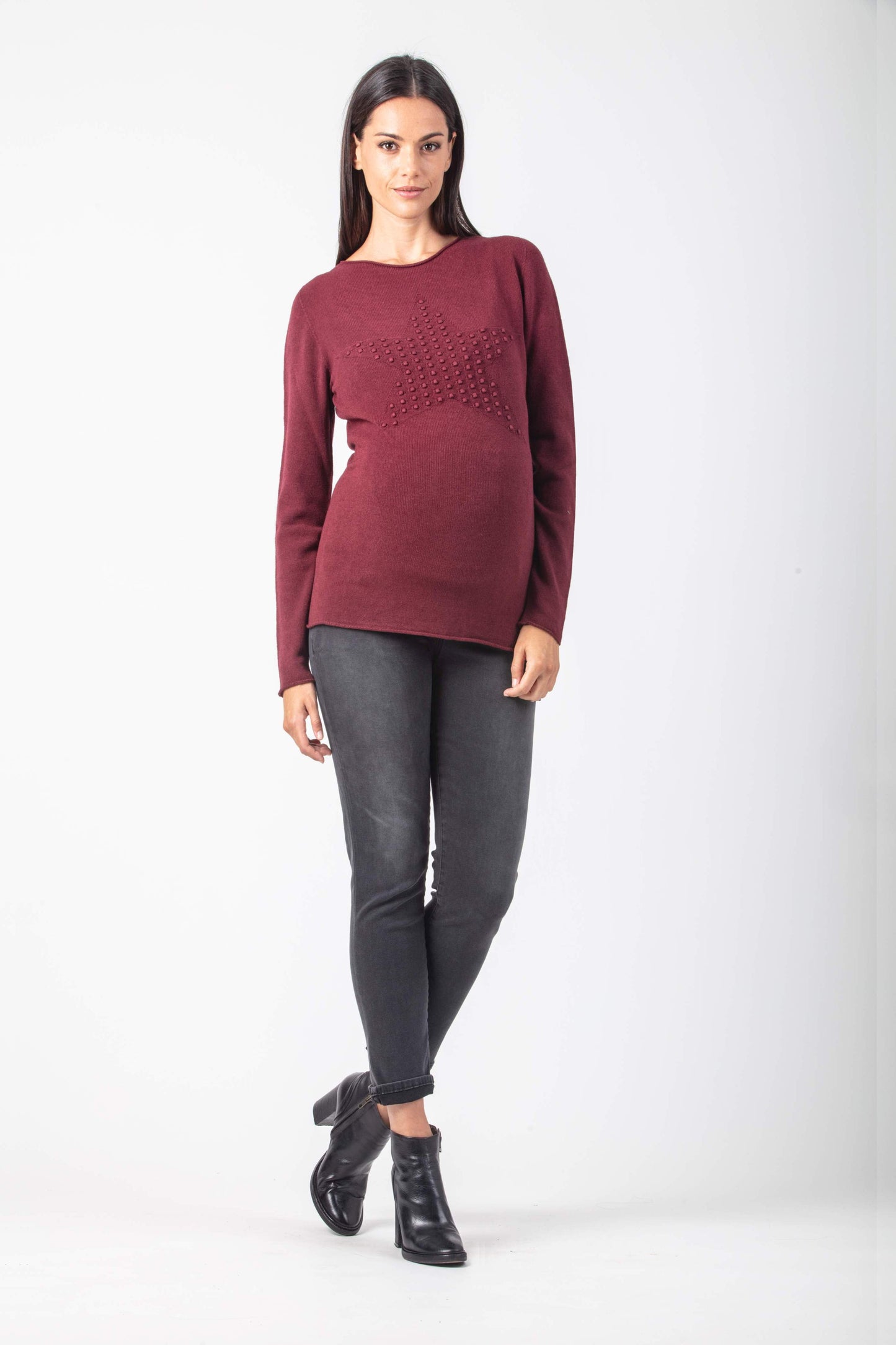 Women's Bordo maternity Long sleeve Cashmere Star detail sweater