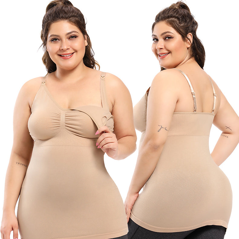 Women's plus size cotton/spandex maternity & nursing tank in black or nude