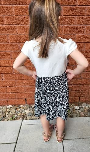 Girls Black/white cotton heart Tank dress with white T-shirt underlay - Kids clothes