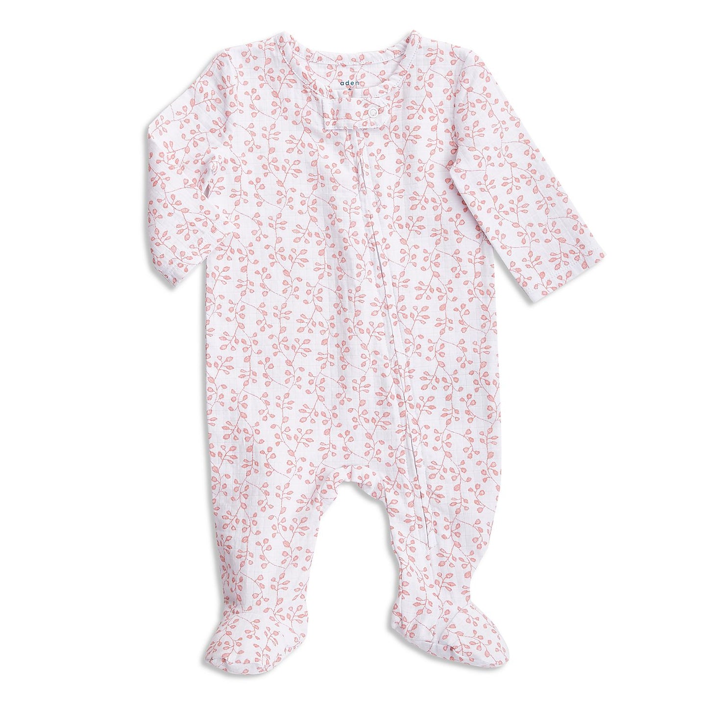Aden and Anais Baby footed stretch cotton muslin Pajama - In turquoise stripe, faded navy blue X's, blue diamond print or pink small floral vine print