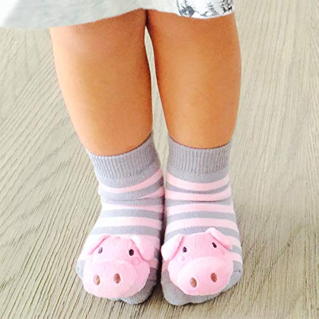 Unisex baby cotton rattle socks - grey/blue elephant, pink piggy  or black/white panda