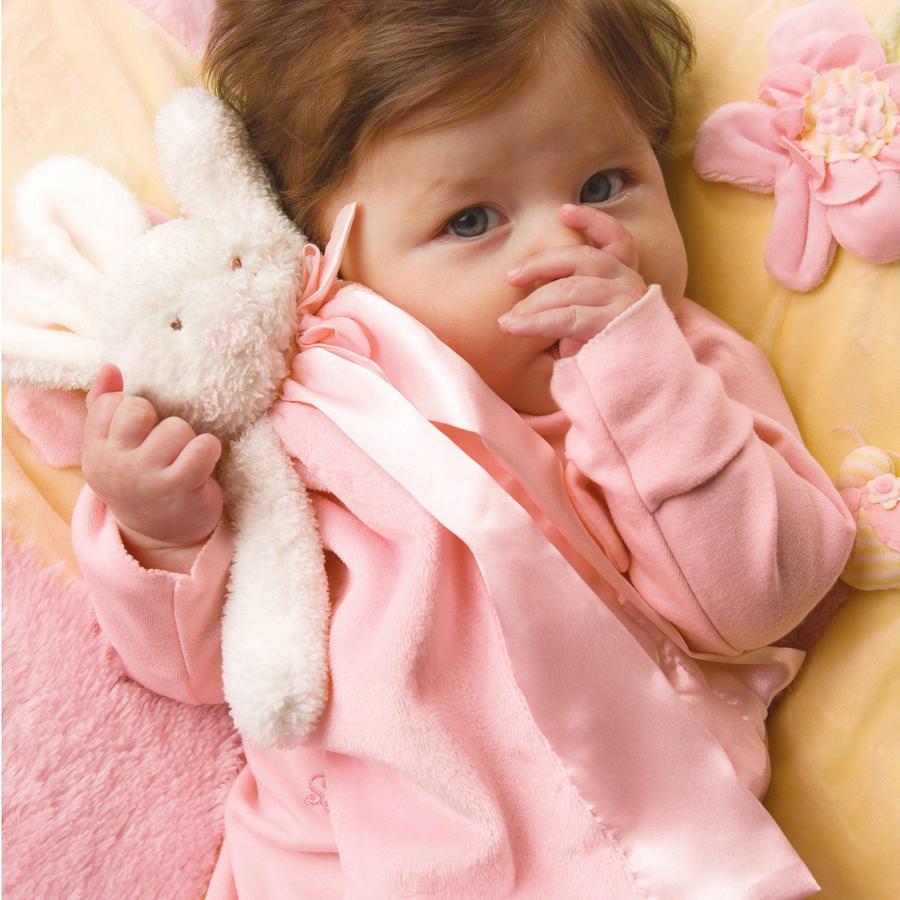 Baby's pink bunny lovey blanket Blossom Bye Bye Buddy - Bunnies by the Bay