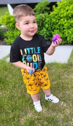 Boys "Little Cool Dude" Tee and orange palm tree shorts set - Kids clothes
