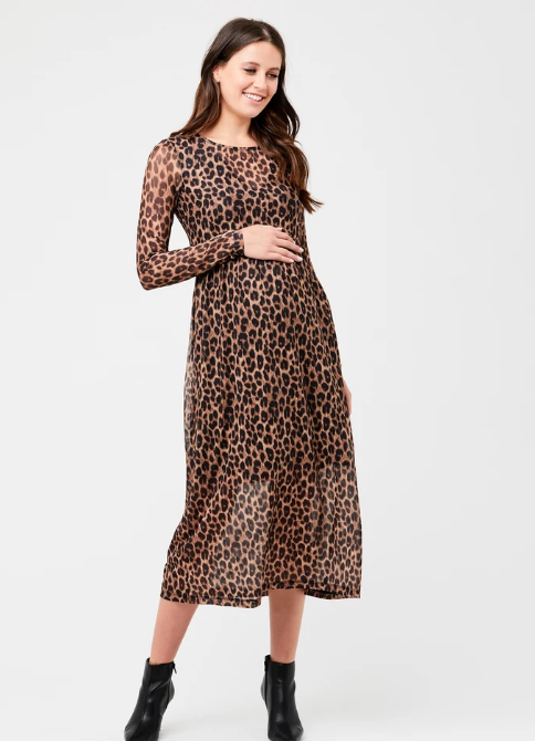 Women's Ripe maternity classic leopard maternity & nursing midi dress