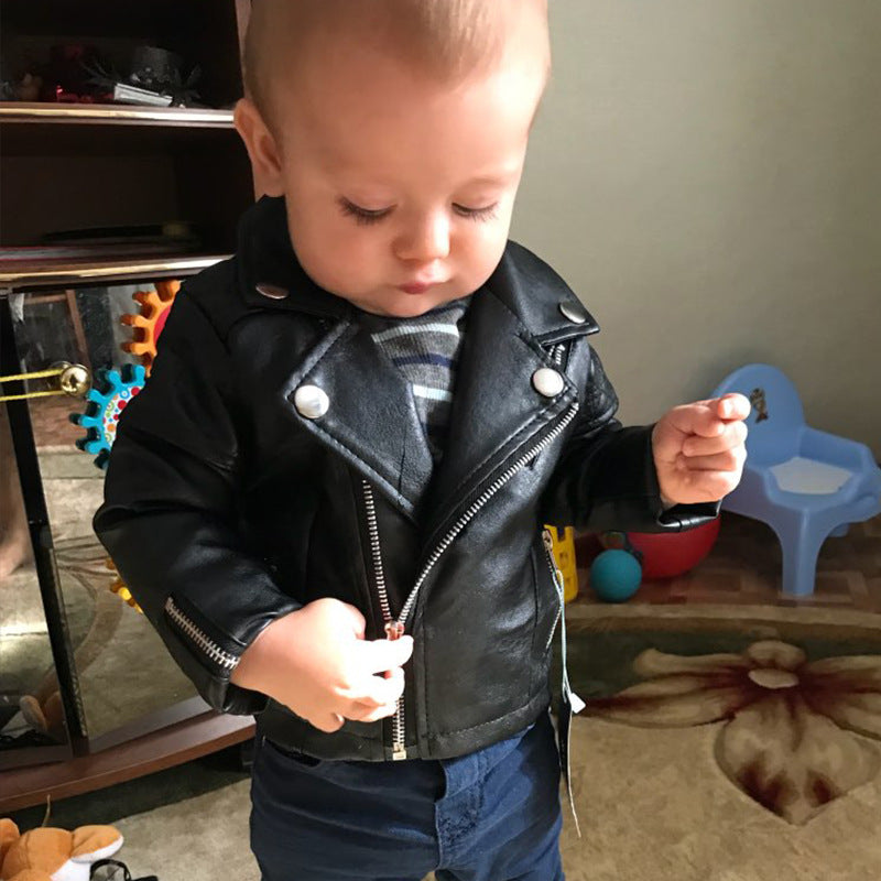 Kids unisex vegan leather moto jacket