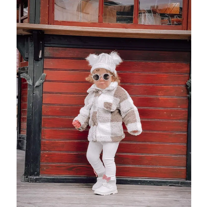 Kids and baby unisex plaid lapel collar button up Coat
