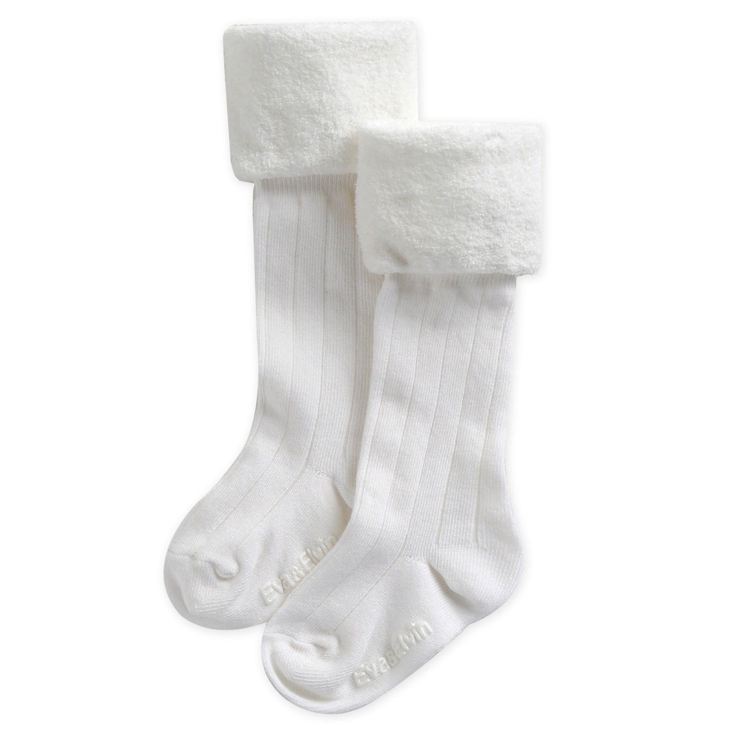Toddler girls' faux fur cuff ivory knee socks